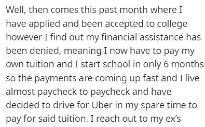 OP now has to pay his tuition and can no longer afford to pay for the dog