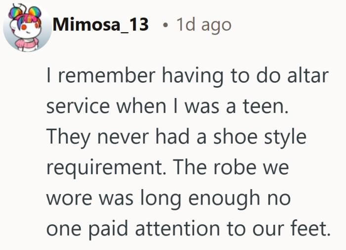 Hearing that shoes were never an issue before makes the current restriction feel even more rigid.