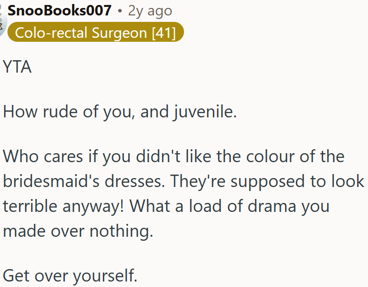 How rude of OP, and juvenile.