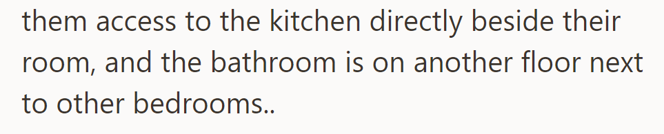 They shouldn't be denied access to the kitchen beside their room or the nearby bathroom.