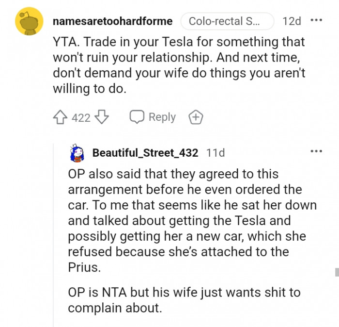 Don't demand your wife to do things you're willing to do