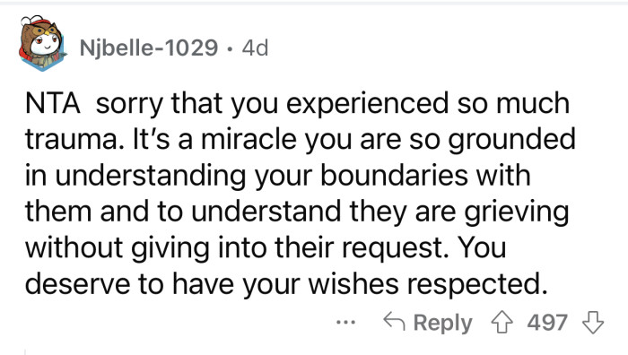 OP's parents should respect her wish.