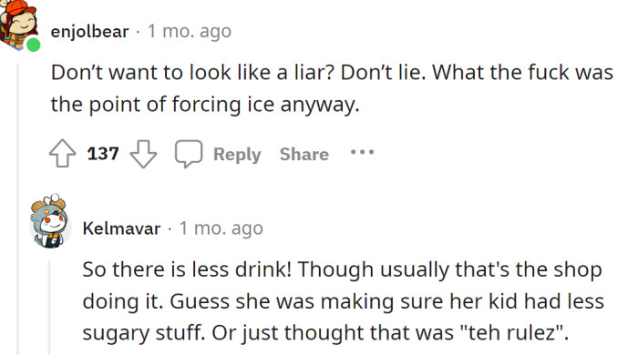 She probably wanted her kid to have less soda