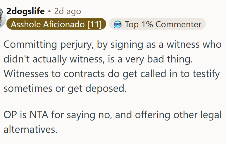 Committing perjury is a bad thing...