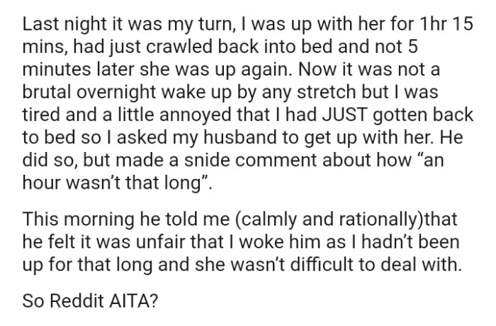 It was not a brutal overnight wake-up by any stretch, but the OP was tired