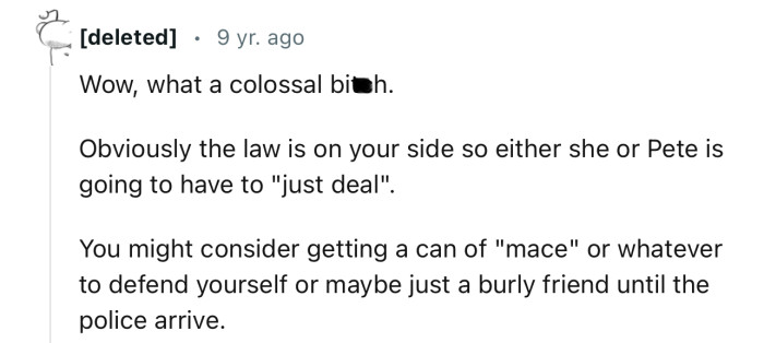 “Obviously the Law Is on Your Side, So Either She or Pete Is Going to Have to ‘Just Deal’..”