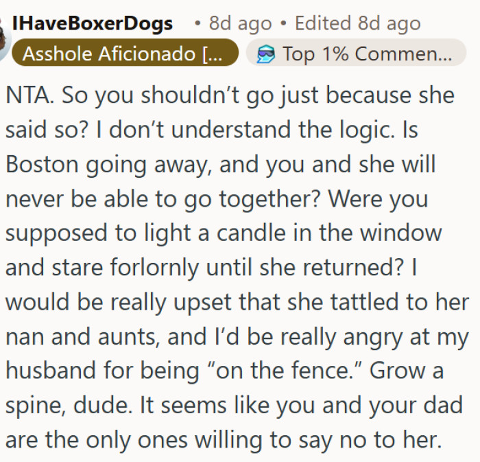 OP's husband needs to grow a spine and stand by his wife