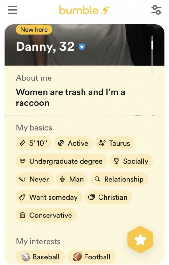 7. A proud trash panda trying to find his true love.