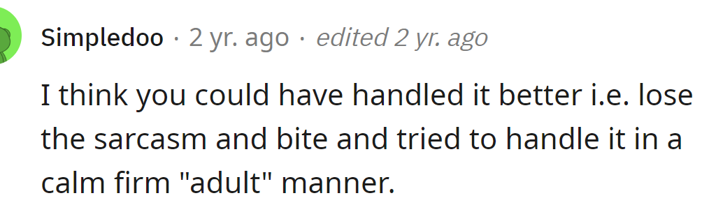 She could have been less sarcastic