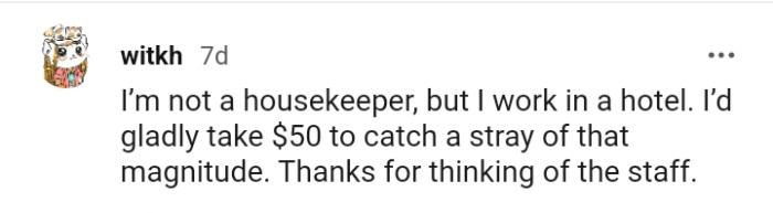 This Redditor thanks the OP for thinking about the staff