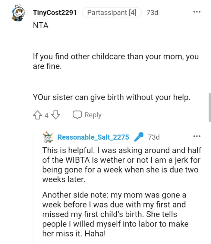 OP's sister can definitely give birth without her help