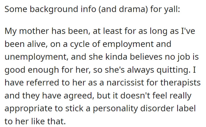 A mother's job cycles and frequent resignations hint at deeper complexities, where the label 