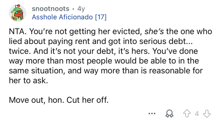 Time to cut her off.