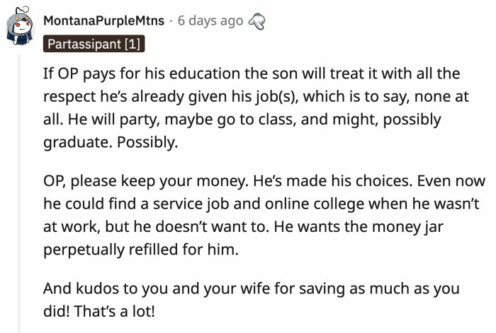 Based on his recent history, we highly doubt he will do well in school. He has been given countless opportunities to better himself, but he wasted all of them.