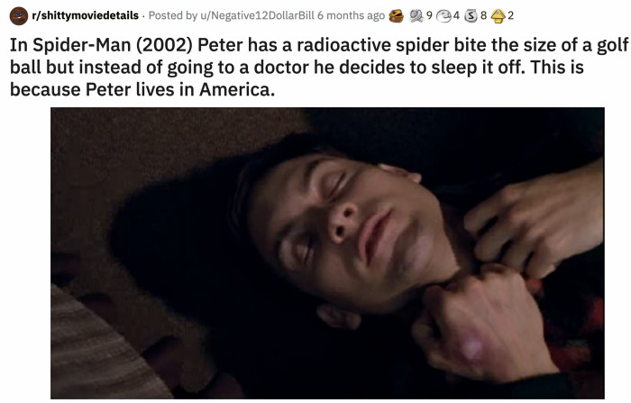 1. Even Spider-Man isn't safe from the villainy of the American healthcare system