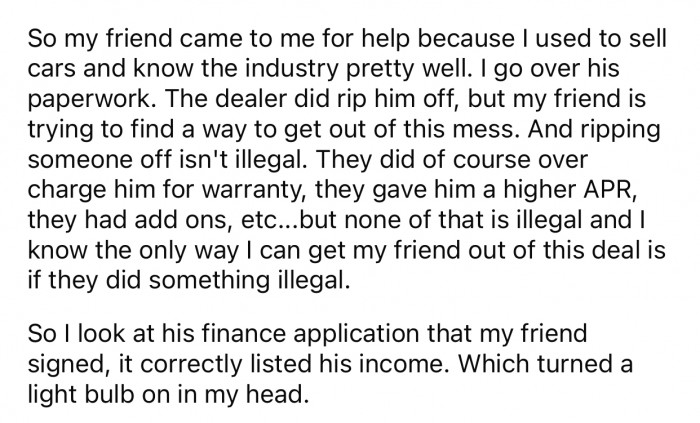 OP went over his friend's paperwork, and it was clear that he got ripped off.