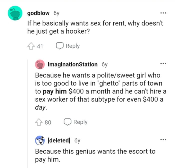 He Can't Hire a Sex Worker or Substitute for That Amount