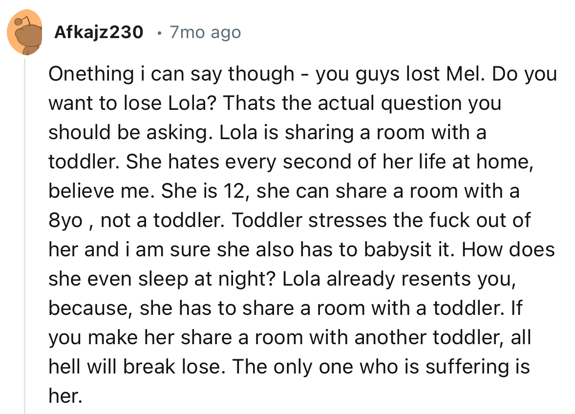 “You guys lost Mel. Do you want to lose Lola?”