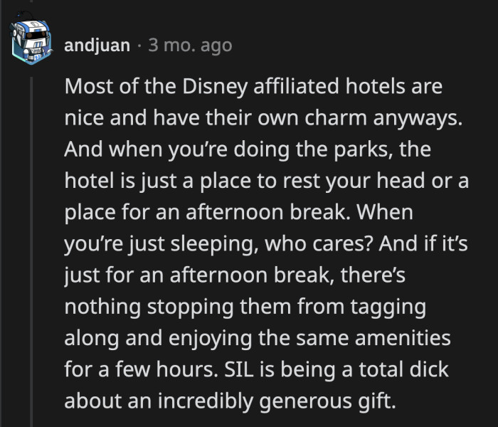 Disney Springs has great reviews, and the point of the entire trip isn't the hotel anyway!