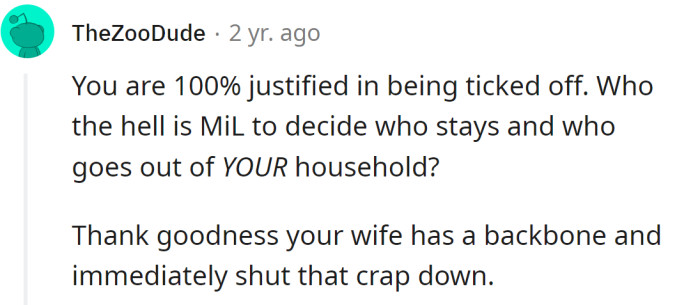 Thankfully, his wife got his back