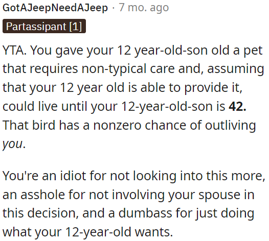 It was foolish of OP not to research and discuss it with her spouse before making the decision; simply giving in to her child's desires was irresponsible.