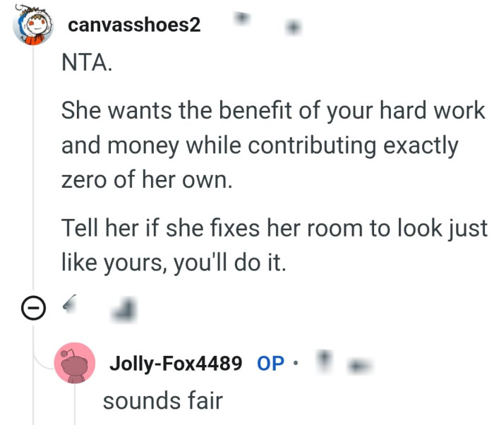 She should fix her room