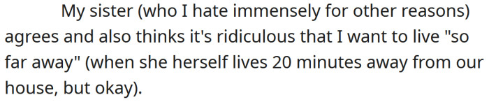 The OP's sister also says it's a bad idea.