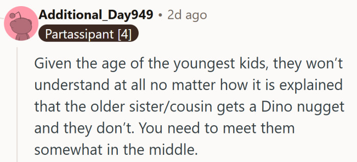 Sometimes logic just doesn’t land with toddlers—especially when there are dinosaur nuggets involved.