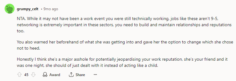 Honestly, I think she’s a major asshole for potentially jeopardizing your work reputation.