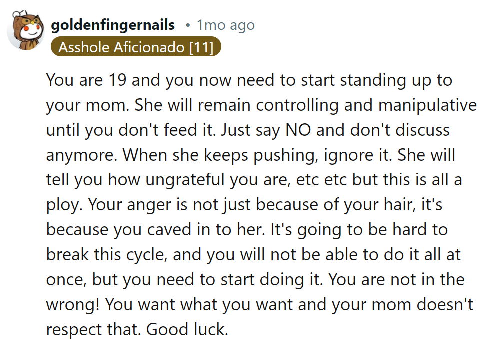 Time to snip Mom's strings: Just say NO and watch her control unravel. It's her life, her rules.
