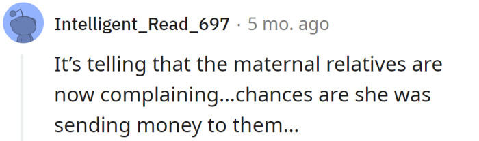 MIL was probably giving money to her relatives