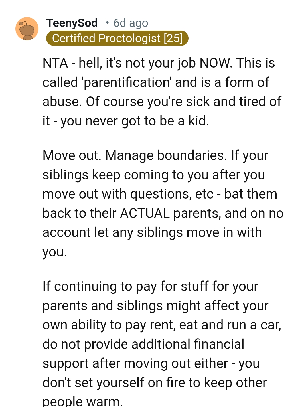 The OP Should Move Out