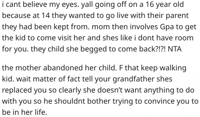 15. Her mother abandoned her.