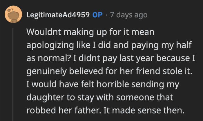 It seems that OP still believes he did nothing wrong.