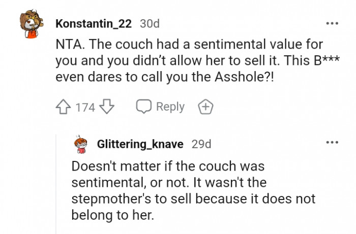 You didn't allow her to sell it