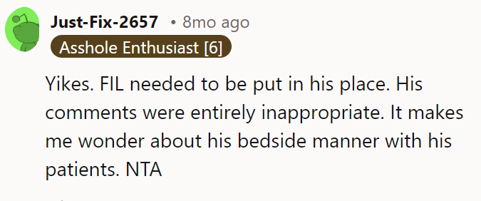 Yikes. FIL needed to be put in his place