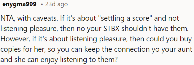 If it's about revenge rather than enjoyment, OP's STBX shouldn't have them.
