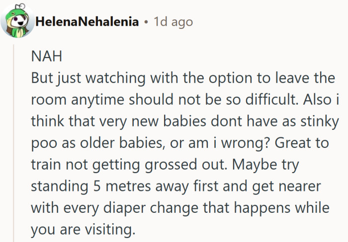 Baby steps, literally — today five meters away, tomorrow full diaper warrior.