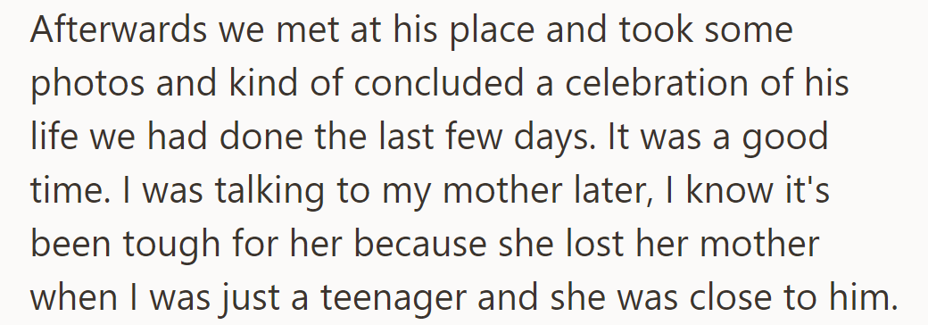 They wrapped up the celebration with photos. Later, she comforted her grieving mother.