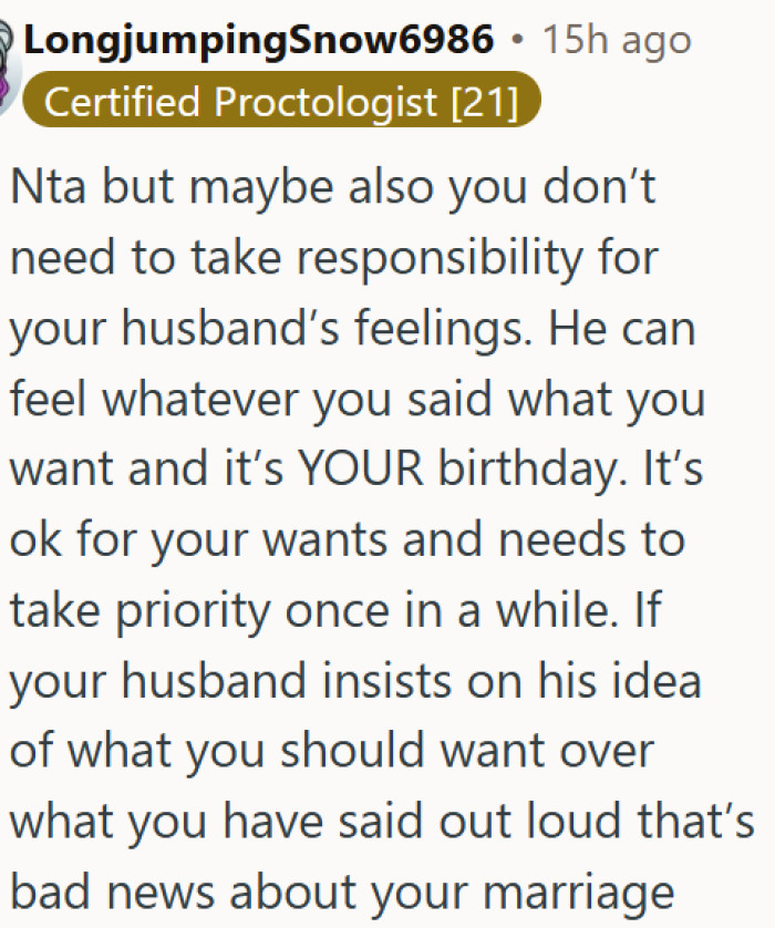 A husband who ignores his wife's birthday wishes is showing a bigger problem