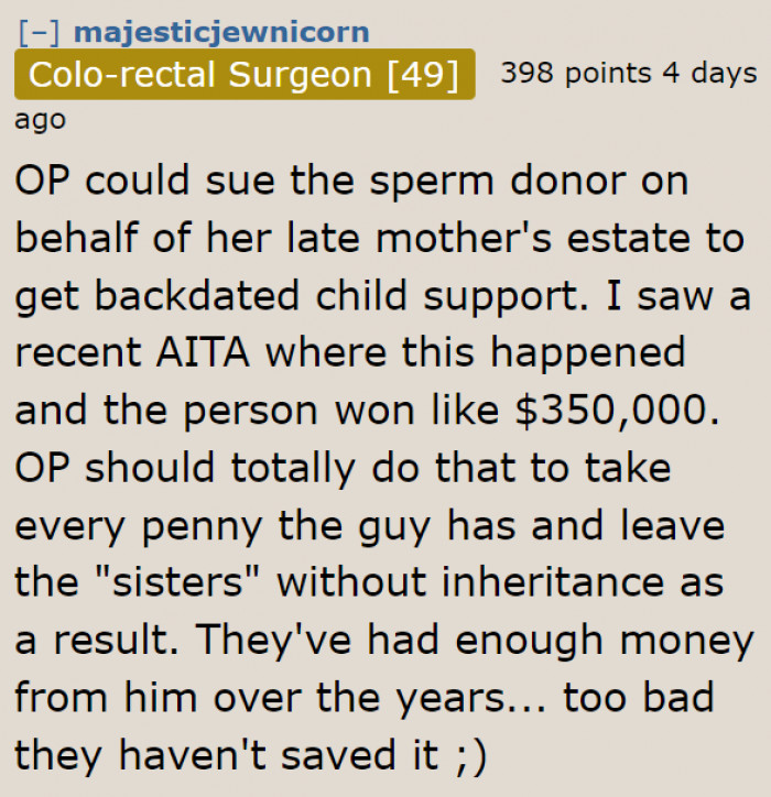 It's time to check her rights as this sperm donor's child.