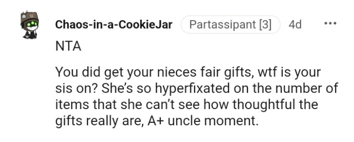 Let's head into the comments section and find out what verdict other Redditors have to declare concerning the story