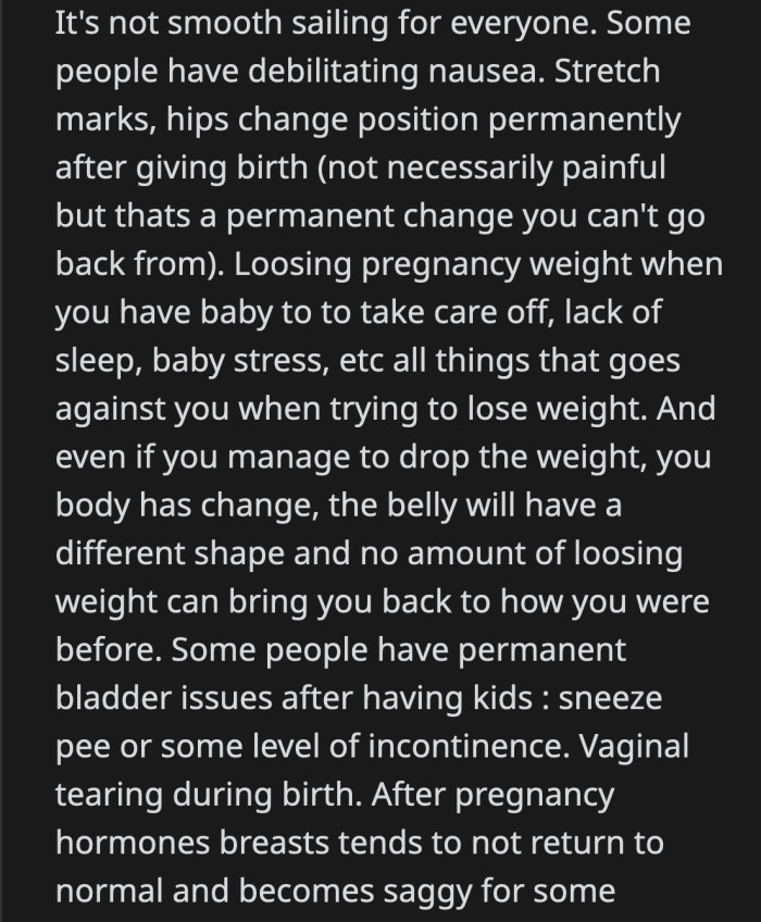 All of this are all real effects of pregnancy and birth