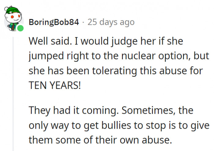 14. The family absolutely had it coming