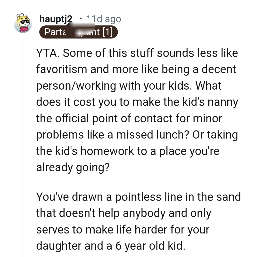 It's less like favoritism