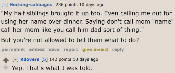 It will always be like this every time he doesn't call his stepmom 'mom.'