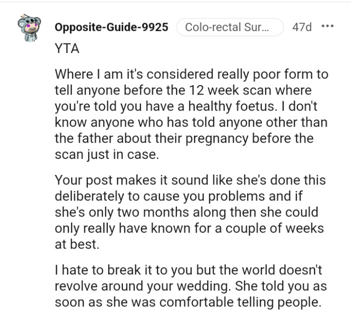 OP makes it sound as if her friend just went to get pregnant deliberately