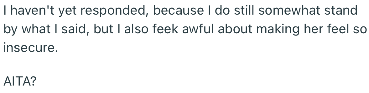 OP, however, is sticking to her guns