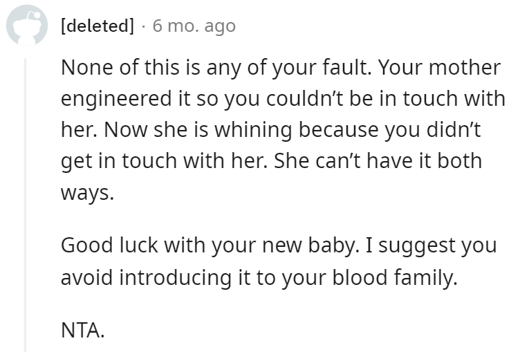 Mom can't have it both ways