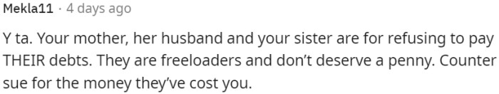 OP's family members refusing to pay their debts